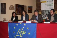Carmen Recio, Sonia Castañeda, Javier Manrique y Rodrigo Gómez en el seminario informativo del proyecto LIFE+ Urogallo cantábrico